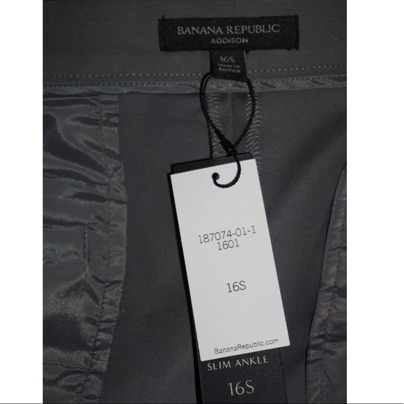 Banana Republic Addison Fit Slim Ankle Gray Pants Size: 16 Short NWT - Picture 2 of 9